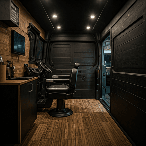 Mobile Barbershop Van Interior